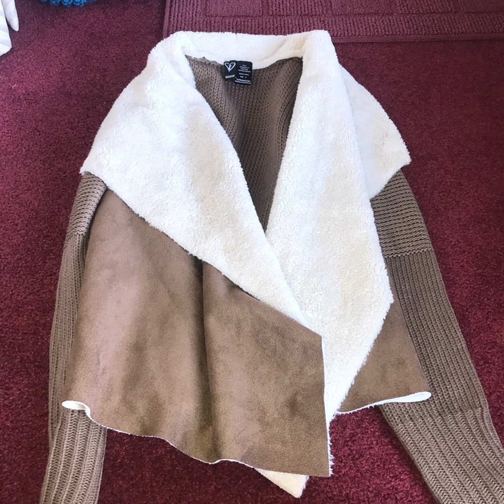 Faux fur suede cardigan